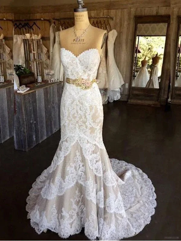 Sexy Mermaid Sweetheart Handmade Lace Wedding Dresses,WD796