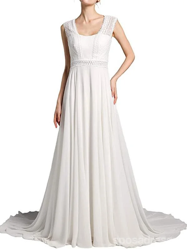 Simple A-line Sleeveless Lace Wedding Dresses, Cheap Wedding Gown, WD728