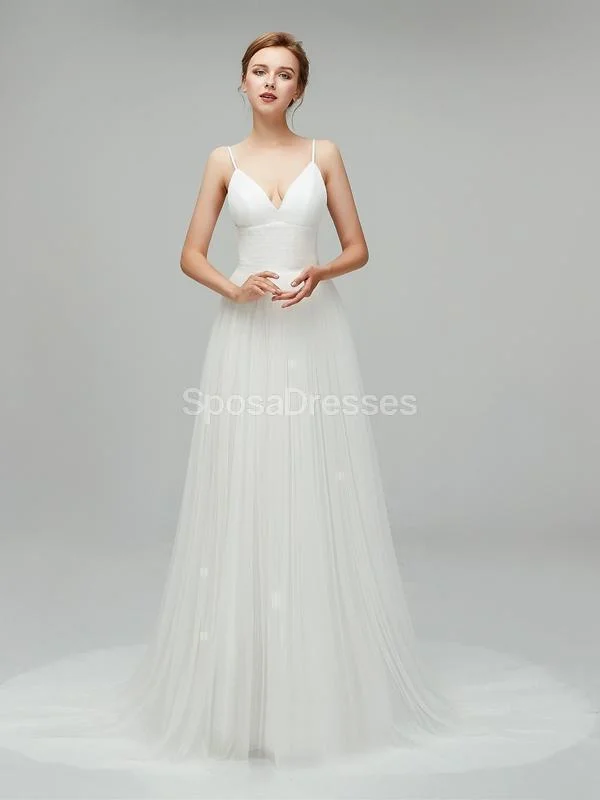 Simple Spaghetti Straps Cheap Wedding Dresses Online, Cheap Bridal Dresses, WD555